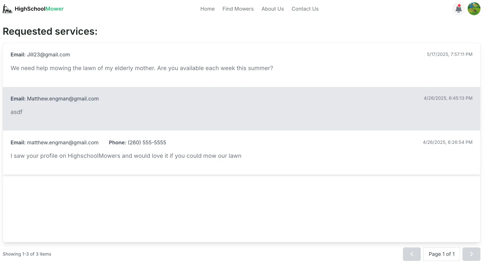 Customer inbox preview